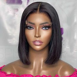Synthetic Wigs Short Straight Bob Lace Wigs for Black Women 13x4x1 t Part Glueless Heat Resistant Fiber Synthetic with Baby Hair 230227