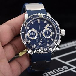 New 45mm Diver Marine 353-98LE-3 Artemis 353-98LE Blue Dial Miyota Quartz Chronograph Mens Watch Steel Case Blue Rubber Strap Hell282V