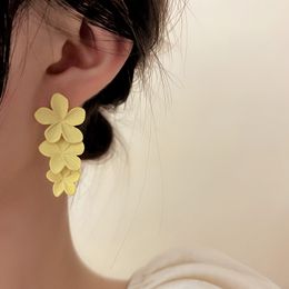 S3820 Fashion Jewellery S925 Silver Post Stud Earrings For Women Sweet Flower Petal Dangle Earrings