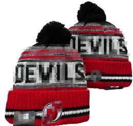 NEW JERSEY Beanie DVILS Beanies North American Hockey Ball Team Side Patch Winter Wool Sport Knit Hat Skull Caps A0
