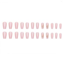 False Nails Pink Frosted Square Fake Reusable Not Easy To Fade And Break For Wonderful Manicure Experience