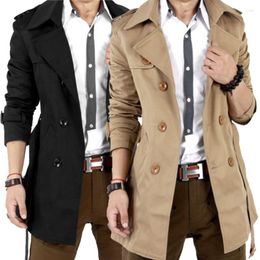 Men's Trench Coats 2023 Spring Autumn Medium Long Slim Trend Men British Coat Thickened Warm Youth Large Size Students Casual