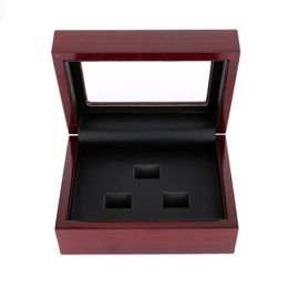 Red Black PU Leather Wooden Box Organiser Portable 12x16x7cm 2-9 Hole Case Championship Sports Ring2989