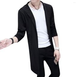 Men's Trench Coats Casual Men Windbreaker Long Sleeve All Match Mid-length Pure Color Draping