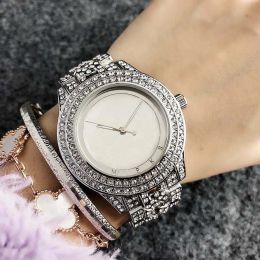 2023 Hot Fashion MKK Band Watches women Girl Big letters crystal style Metal steel band Quartz Wrist Watch bust down watch iced out Wholesale Free Shipping
