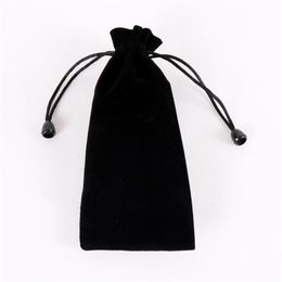 Newly Purple And Black Long Velvet Bags 7 5x18cm Drawstring Gift Pouches Favour Comb Lipstick Storage High Quality Bags 25pcs lot297C