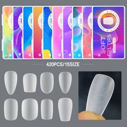False Nails 420Pcs Press on False Nails Fake Nails Coffin Frosted Full Cover Short Nail Gel X Tips Capsule Art Accessories Tool 230927