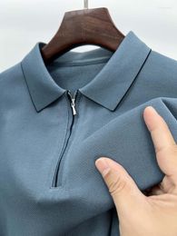 Men's Polos Light Luxury Autumn Business Casual Lapel POLO Shirt Zipper Accessories Solid Color Designer Fashion Long-sleeved M-4XL