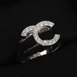 2023 Luxury quality charm band ring with diamond in silver plated hollow design have box stamp PS3320208D