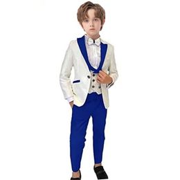 Paisley 4 Pieces Boy's Suit Set Inlucding Jacket Vest Pants and Bow-tie Wedding Ring Boy Dresswear Tuxedo For Kids Children's Suits For Wedding Party