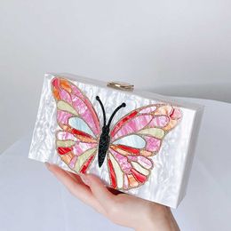 Guling Smart Case Bag Acrylic Bag Female Skew Straddle Chain Bag Cloud Glue Small Square Bag Butterfly Mesh Red Evening Bag 230915