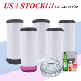 local warehouse sublimation 4 in one cooler Bluetooth speaker tumbler 16oz straight tumblers 5 coloful Audio Stainless Steel botto220j