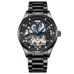 Other Watches AILANG Transparent Fashion Diamond Luminous Gear Movement Royal Design Men Top Brand Luxury Male Mechanical Skeleton Wrist Watch 230927