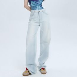 Women's Jeans Vintage Light Blue Women Summer Fashion Y2k Loose Wide Leg Straight Denim Pants 2023 Korean Style High Waisted
