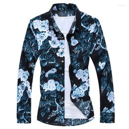 Men's Casual Shirts 2023 Autumn Spring Clothes Shirt Men Long Sleeves Big Size M-5XL 6XL 7XL Print Hawaiian Beach Floral For Man