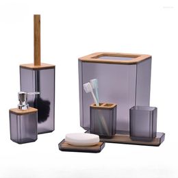 Bath Accessory Set Light Luxury Bathroom Accessories Decorative Items 7-piece Tray Hand Wash Bottle Garbage Bin Toothbrush Holder