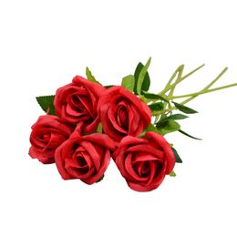 Wholesale High Quality Artificial Silk Flower Rose Bud Single Stem Rose Single Branch Real Touch Rose Buds For Wedding Home Decoration Valentine Day's Gift