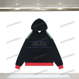 xinxinbuy Men designer Hoodie Sweatshirt 23ss Panelled Webbing Letter embroidery long sleeve women Black white S-XL