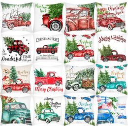 48 Styles Of Christmas Cushion Cover Elk Snowflakes Santa Claus Linen Peach Skin Pillowcases Xmas Decor For Home Decorative Cover