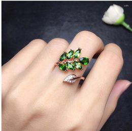 Cluster Rings Natural Diopside Ring Green 925 Sterling Silver Fine Jewelry For Men Or Women 3 6mm 7pcs