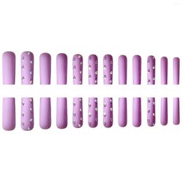 False Nails Rhinestone Setting Purple Fake Lightweight And Easy To Stick Nail For Women Girl Salon