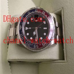 Topselling Men's Sport Watch 18K WHITE Gold GMT Black dial 40MM 116719 PEPSI BEZEL RED BLUE Asia 2813 Movement Automatic Mens286Q