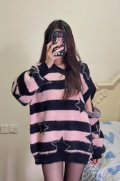 Women's Sweaters Punk Gothic Long Sweater Women Furry Knitted Y2K Streetwear Loose Hollow Out Detachable Pullovers Harajuku Sexy Tops