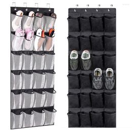 Storage Boxes 24 Pockets Wall-mounted Sundries Shoe Organiser Fabric Closet Bag Rack Mesh Pocket Clear Hanging Over The Door Cloth Box