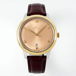 Relógio masculino designer ouro diamante mostrador redondo 41mm pulseira de couro fivela dobrável safira vidro luminoso relógio mecânico automático Montre de luxe homme relógio dhgate
