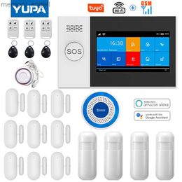 Alarm systems TUYA WIFI GSM 4.3 Inch Full Touch Smart Home Alarm Security System With Wireless Indoor Mini Siren Works Alexa Home YQ230927