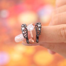 Wedding Rings Hainon Ring Set 3pcs Chrysanthemum Flower Rose Gold Colour Vintage For Women Design Fashion Jewellery
