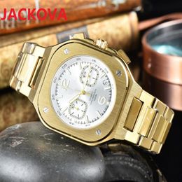 casual men full functional square watches sub dials working fashion dress famous designer stainless steel strap quartz movement gi236b