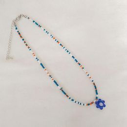 Pendant Necklaces Cute Sweet Little Daisy Bohemian Vintage Candy Colour Flower Necklace Colourful Beads Chain Choker Ornament