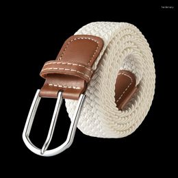 Belts Unisex Elastic Fabric Woven Casual Women Belt Pin Buckle Expandable Braided Stretch Canvas Stylish Leisure For Men