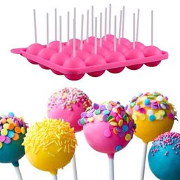 1PC 20 Holes Silicone Cake Candy Cookie Mold Cupcake Lollipop Sticks Tray Stick Chocolate Soap DIY Mould Baking Tool 201023327H