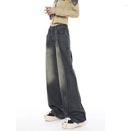 Women's Jeans Y2K Style Vintage Design Sense Streetwear Wide-leg High-waisted Baggy Wash Trousers High Quality Mom Denim