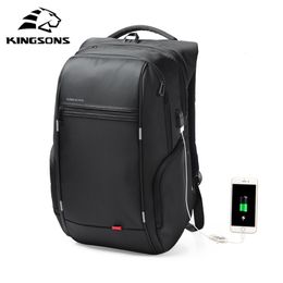 School Bags Kingsons Brand 15 17 Backpack for Laptop External USB Charge Computer Backpacks Anti-theft Waterproof Bags for Men Women 230926