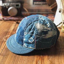 Berets High Street Patch Patchwork Cap Embroider Casual Peaked Caps Adjustable Buckle Hats Y2k Streetwear Men's Women's