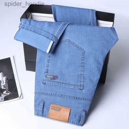 Men's Jeans 2023 Spring/summer Thin Denim Straight Cotton Stretch Jeans Men Business Casual Cloth High Waist Ice Silk Lightweight Trousers L230927