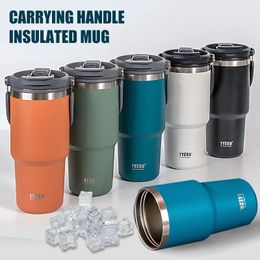 Mugs 600ml/900ml Stainless Steel Coffee Cup Leak-Proof Thermal Mug Travel Vacuum Flask Car Water Bottle Double Insulated Cups 230927