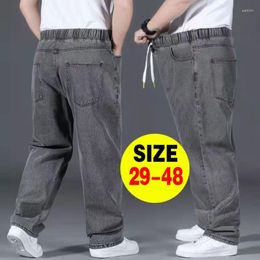 Men's Jeans Oversized Men Cotton Denim Pants 10XL Mens Clothing Streetwear Male Breathable Loose Trousers Elastic Waist Casual