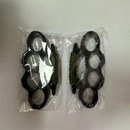 New ARIVAL Black alloy KNUCKLES DUSTER BUCKLE Male and Female Self-defense Four Finger Punches223i