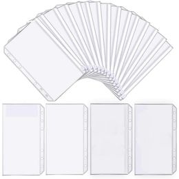 Filing Supplies 25Pcs A6 Binder Pockets Transparent PVC 6Hole Zip Folder Plastic Money Budget Envelopes 230927