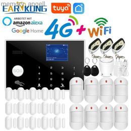 Alarm systems G54 Tuya Wifi 4G Home Burglar Alarm System RFID Card TFT Touch Keyboard 11 Languages Smart Life APP 433MHz Wireless Sensor YQ230927