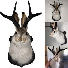 Decorative Objects Figurines Taxidermy Head Wall Decor Deer Head Wall Mount Deer Head Wall Mount for Home Wall Decoration. Rabbit Ornaments Wall Decor 230926