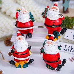 4pcs lot Christmas Pendant Desk Decoration Santa Claus Resin Miniature Figurine Xmas Party Home Ornament2565