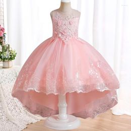 Girl Dresses 2023 Children's Princess Dress Wedding Fluffy Lace Trail Embroidery Sequins Piano Christmas Performance Costume