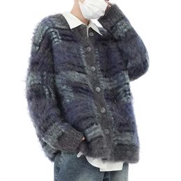 Men's Sweaters 2023 Winter Tiedye Knitted Cardigan Sweater Coat Casual Streetwear Solid Color Long Sleeve Vintage Loose Luxury Jacket 230927