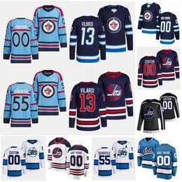 Camisa de hóquei 37 Connor Hellebuyck 55 Mark Scheifele 80 Pierre-Luc Dubois 26 Blake Wheeler 22 Mason Appleton 36 Morgan Barron 81Connor 2023 RCAF Centennial Light Blue