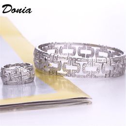 Donia Jewellery luxury bangle party European and American fashion large classic geometric copper micro-inlaid zircon ring set women&2870